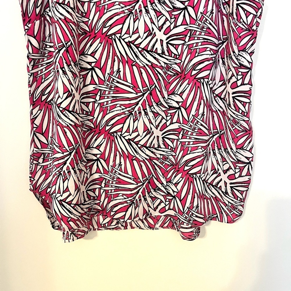 2/$30 Saint Tropez West - Pink White Tropical Sleeveless Blouse Summer Top Small - Picture 4 of 7